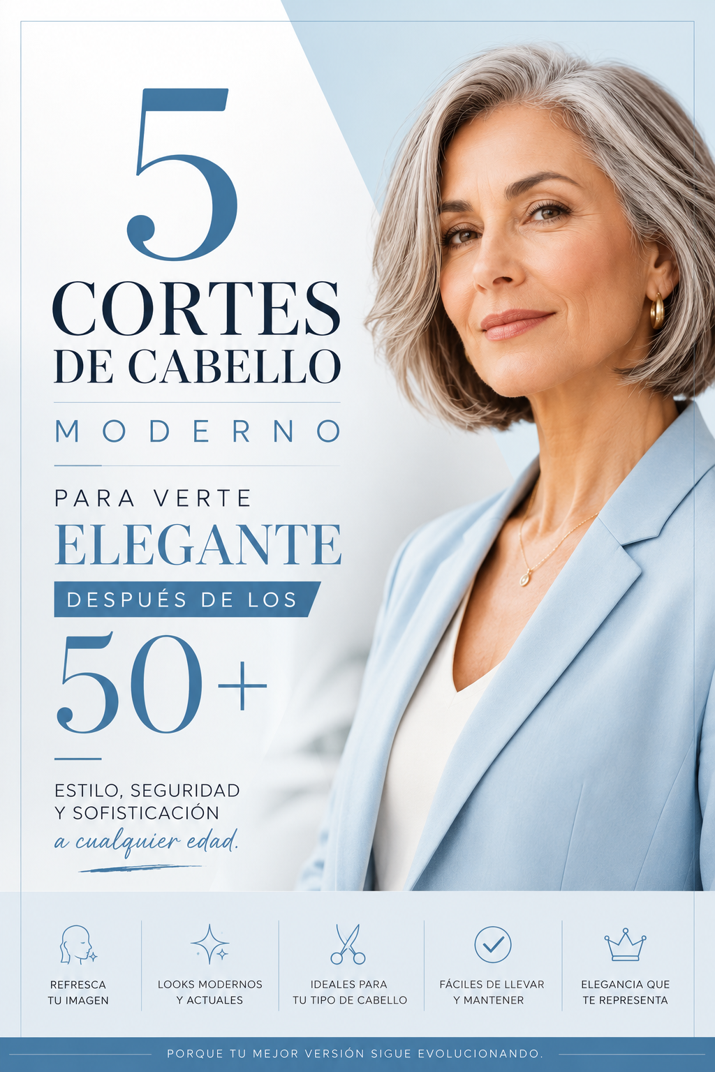 5 CORTES de cabello MODERNO para verte elegante despúes de los 50+💇♀️(VIDEO)